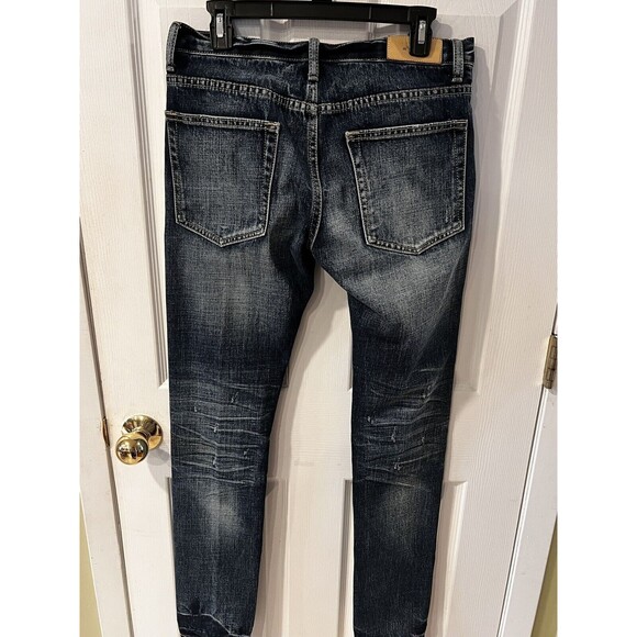Mnml Denim Jeans Mens 31x33 Distressed Button Fly Slim Fit tapered ankle stretch - Picture 10 of 11